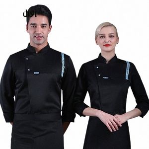 Restaurang Men Chef Jacket Hotel Kitchen Shirt Catering Cooking Clothing Canteen Cook Overall Bakery Waiter Uniform LG Sleeves T99T#