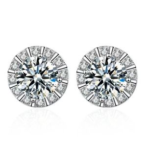 Stud Classic S925 Silver Round Moissanite Diamond Earrings Women Jewelry Plated White Gold 0 5ct 5mm Gift295U