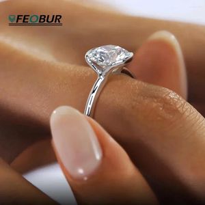 클러스터 링 GRA 인증 1ct D 컬러 Moissanite Ring Simple 925 여성용 스털링 실버 솔리테어 다이아몬드 웨딩 밴드 약혼