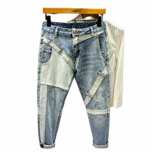 Supzoom New Arrivic Hot Sale Top Fi Autumn Zipper Fly Stewed Castary Patchwork Cargo Denim Pockets Cott Jeans Men 850H＃