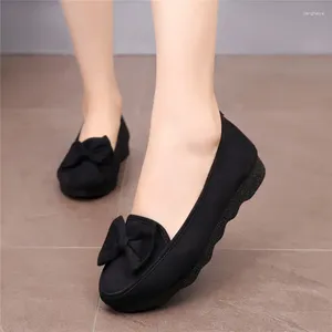 Casual Shoes Cresfimix Women Cute Black Light Weight Lady Bow Tie Comfortable Slip On Flats Female Retro Dance Zapatos E5053