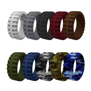Band Rings American European Fashion Sile Wedding Ring Mens Camouflage Elegant Affordable 9mm Rubber Engagment Drop Delivery Jewelry DH891