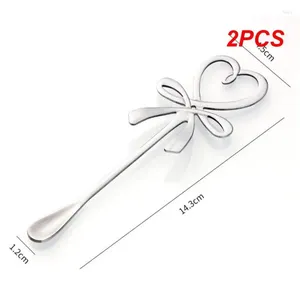 Kaffescoops 2st Tea Mixing Spoon Mini Heart Long Handle Flatvarutrickverktyg Köksgadget Valentinsdag