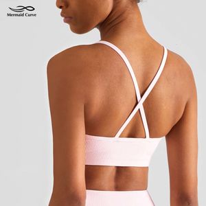 Lu Align Spring Bras 2024 Sirena Curva Estate Nuova biancheria intima sportiva a coste Cinturino incrociato posteriore Scollo profondo a V Reggiseno Yoga Lemon Sports 2024