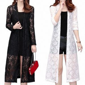 Summer Sun Protecti Clothing Shirt Women LG Cardigan Female Cardigans LG Sleeve Women Lace Coat Ladies Shawl Ytterkläder R69T#