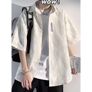 Sommer Herren Kurzarm Hemd Trendy Ice Silk Shirt Jacke Trendy Casual Dünne Herren Top Lose