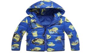 Barn jackor minions pojkar flicka vinter down coat 2017 mode baby cartoo varm kappa barn vinter huva kappa barn ytterkläder4106839