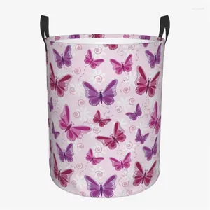 Laundry Bags Butterfly Print Dirty Basket Foldable Oxford Fabric Organizer Bucket Clothes Children's Toys Large Capacity Storage Home