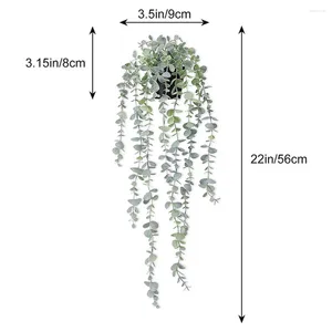 Dekorativa blommor konstgjorda klorofytum Vine Green Hängande krukväxt i/utomhushylla prydnad med potten för hemma balkong väggdekor