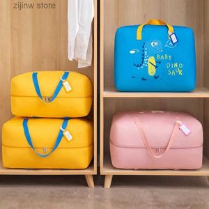 Annan hemlagringsorganisation Quilt Clothes Storage Bag Moisture Dust Proof Organizer Big Capacity Däcke filt Sortering Bag Cartoon Mönster Bagagväska Y240329