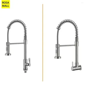 Kitchen Faucets Single Cold Brushed Nickel Faucet Deck Mounted Tap 360 Degree Rotation Stream Sprayer Nozzle Sink Taps