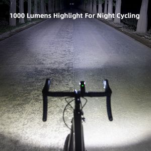 ROCKBROS Bicycle Front Light 1000 Lumens 4500mAH Lamp Highlight Aluminum Type-C Bike Flashlight Headlight MTB Road Cycling Light