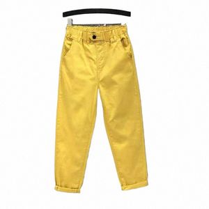 yellow Baggy Ankle-Length Harem Jeans Casual Elastic High Waist Pantales Basic Straight Denim Pants Loose Korean Vaqueros 2023 d5lj#