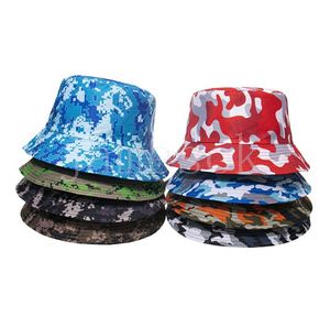Moda camuflagem impressão balde chapéu pescador chapéu de viagem ao ar livre chapéu de sol chapéus para homem e mulher df066