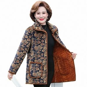 women Plus Veet Thicken Parker Coat Fi Printi Mother Wear Warm Quilted Jacket New Elegant Winter Jacket Outewear Female Y4PM#