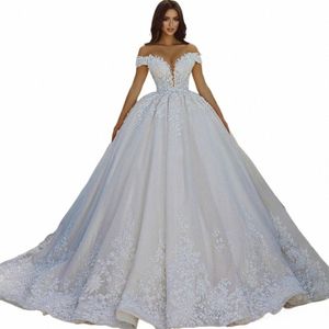 lorie Vintage Glitter Lace Wedding Dres Off spalla Appliques A-Line scollo a V Abiti da sposa Backl Princ 2024 Sposa Dr I6E3 #