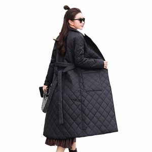 super Lg straight winter coat with rhombus pattern Casual ses women parkas Deep pockets tailored collar stylish outerwear R0Nc#