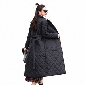 super Lg casaco de inverno reto com padrão de losango Casual ses mulheres parkas bolsos profundos gola sob medida elegante outerwear R0Nc #