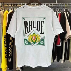 Rhude Designer T Shirt Mens T Shirt Luxury Trendy Brand Rhude Shirt Polo Loose Breattable Grapic Printed Clothing Casual Cotton Rhude Shirts High Quality Tops 3436