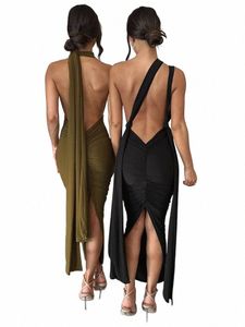 weird Puss Ruched Backl Women Peach Hip Dr Back Split Sleevel V Neck Sexy Skinny Evening Party Prom Bodyc Vestidos 962Y#