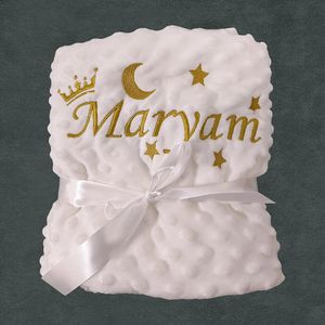 Namn personaliserad född svängande baby sängkläder set swaddle mjuk fleece småbarn crib säng barnvagn filt 240312