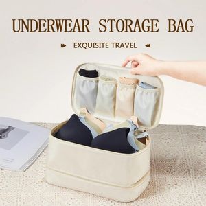 Depolama Çantaları seyahat iç çamaşırı organizatör çantası çift katman paketleme küpü sütyen su geçirmez iç çamaşırı çorapları kozmetik tuvalet