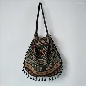 Borse da sera Donna Nappa Boho Hippie Gypsy Borse da donna con frange Borsa aperta Spalla con frange bohémien vintage