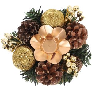 Candle Holders Christmas Holder Centerpiece Pinecone Votive Tealight Advent Wreath Xmas Candlestick Stand Garland For Centerpieces