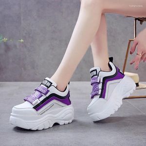 Sapatos de fitness fundo grosso chunky tênis feminino branco preto retalhos alta plataforma mulher casual outono inverno cunhas calçado