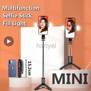 Selfie Monopiedi Selfie Stick per supporto mobile Supporto per telefono cellulare Treppiede con lampada ad anello luminoso Mini Pau Bluetooth Monopiede Smartphone telescopico 24329