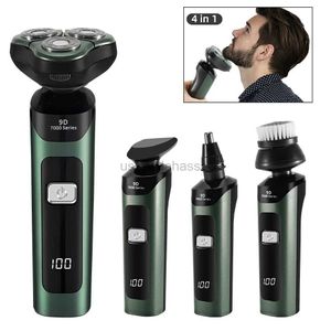 Electric Shavers 4 i 1 Electric Shaver LCD Digital Display Three-Head Floating Razor Rechargeble Smart Razor Waterproof Shaver Type-C Charge 240329