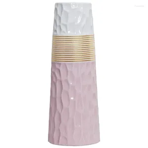 Vases 11Inch Pink White Gold Finish Ceramic Flower Vase Home Decor And Table Centerpieces Perfect Gifts For Friends