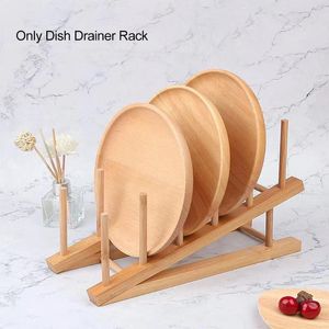 Kitchen Storage Tool Cups Display Stand Home Practical Plate Anti Slip Dish Drainer Rack Detachable Lid Book Bamboo Pan