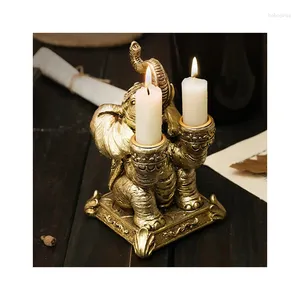 Candle Holders Nordic Light Luxury Golden Resin Elephant Southeast Asian Restaurant Decoration Wedding