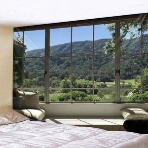 Tapeçarias de estilo europeu 3d janela cenário parede pendurado tapeçaria boêmio arte deco cobertor cortina em casa quarto sala de estar de