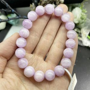 Strand 11mm Natural Kunzite Armband Women Reiki Healing Buddha Bangles smycken för kvinnlig gåva 1st