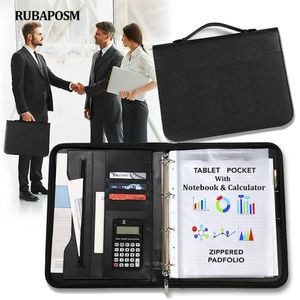 Кожаный портфель А4, папка на молнии с ручкой, калькулятор, органайзер для ноутбука, мужской деловой портфель 240329