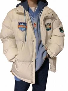 2023 Winter Down Cott-Padded Coat Women Zipper Loose Puffer Parkas Jackets Girls Thickening Warm Jackets Black White Snow Wear j8nk#