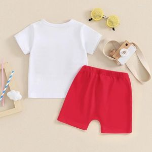 衣類セット幼児の少年7月4日衣装USATシャツのための半袖トップ
