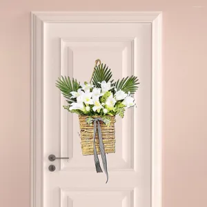 Dekorativa blommor konstgjorda blommor krans justerbar vårkorg dörr girland för plats