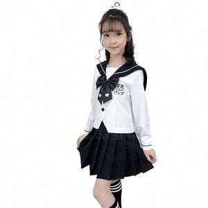 Menina Kawaii Jk Sailor Suit Mulheres Estilo Japonês Carto Saia Plissada Crianças Uniformes Escolares Estudantes Roupas de Desempenho de Classe f7ah #