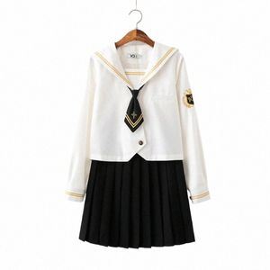 japanese School Uniform Student Class Suit JK Uniforms Orthodox Sailor Dr Genuine School Girl Costume Corea Japais Seifuku k48f#