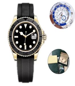 FANCY 7A Mens Relógios Diver Series Watch Movimento Automático Brown Dial Rose Gold Cerâmica Bezel Twotone Incrustado Aço Inoxidável Ori2808306
