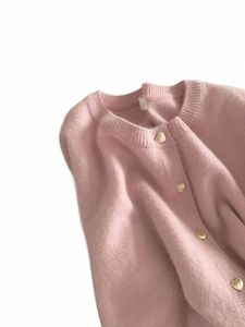 Gestrickte Strickjacke Frauen 2023 Frühling Herbst Sanfte Stil Kurze Einreiher Herz Butt Design Süße Pullover Mantel Vielseitig C3E8 #