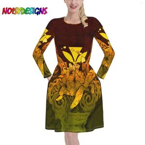 Casual Dresses NoisyDesign Women Party Dress Luxury Hawaii Polynesian Plumeria Lady Short Long Sleeves Female Vestidos de Verano