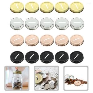 Storage Bottles 20 Pcs Mason Piggy Bank Lid Leakproof Jar Covers Handle Cup Glass Lids Tinplate Convenient Coin Metal