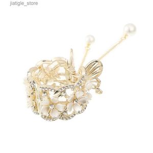 Hair Clips Molans Pearl Rhinestone Hair Clip For Women Simple Hairpin High Ponytail Holder Hair Claw Hair Accessories Y240329