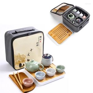 Conjuntos de chá chinês viagem conjunto de chá cerâmica portátil bule porcelana teaset gaiwan copos cerimônia pote ferramenta