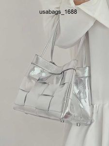 Abv Designer ToteBag Mini Jodei Candy Cowhide Handmade Woven Bag Silver Bag Women's Portable Bucket Bag Versatile Crossbody Bag