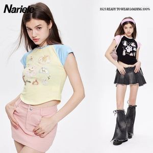 Kvinnors T-skjortor Befree Dopamine Wear Spice Girl Raglan Sleeve Animal Print Short T-shirt Crop Top Summer